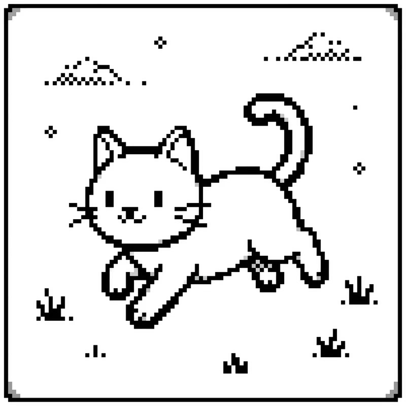 Retro Pixel Art of Cat - Minimalist Design