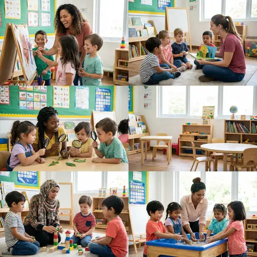 Five Teachers Engaging 20 Five-Year-Olds in Class