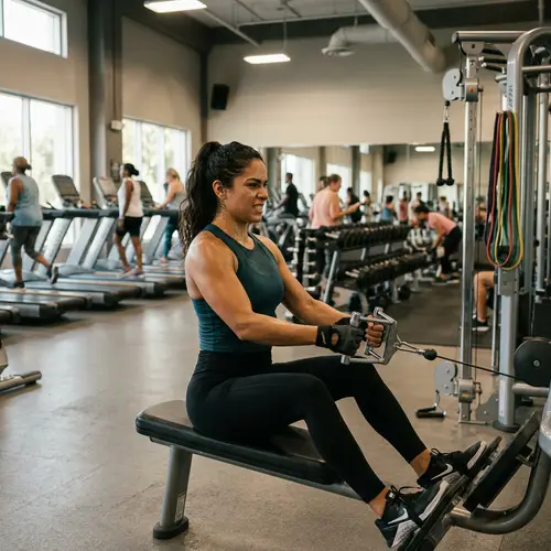 Hispanic Woman Workout: Strength & Determination at Gym