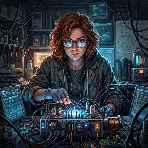 Genius Female Physics Student Invents Time Machine in Futuristic Laboratory