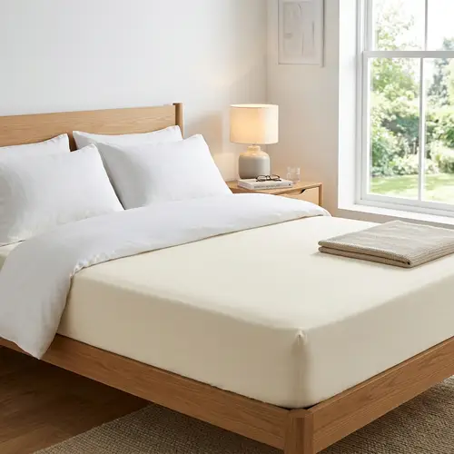 Crisp Cream Fitted Sheet on Modern Bed | Bedroom Styling