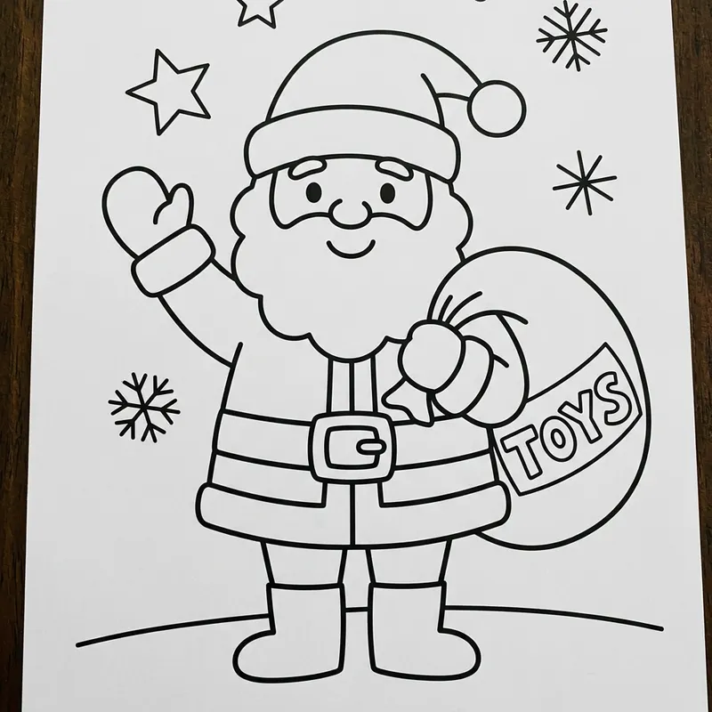 Simple Santa Claus Coloring Page for Kids