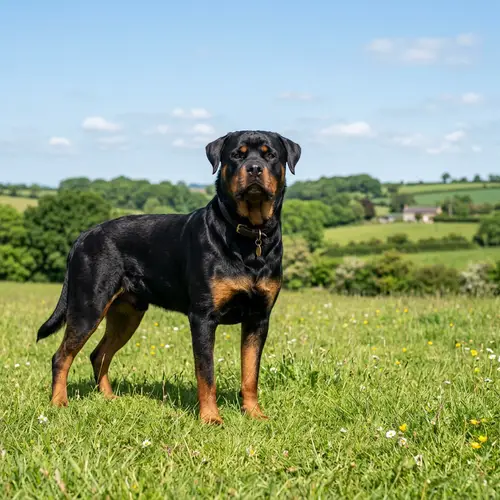 Majestic Rottweiler Dog in Green Meadow | Breed Characteristics