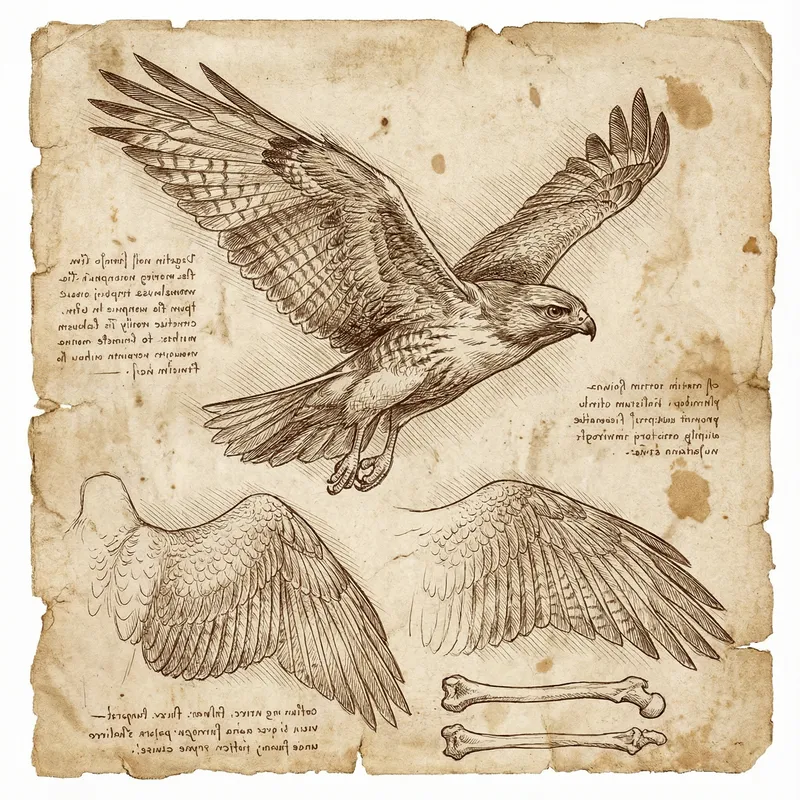 Simple Bird Illustration in Leonardo Da Vinci Style Simple Bird Illustration in Leonardo Da Vinci Style