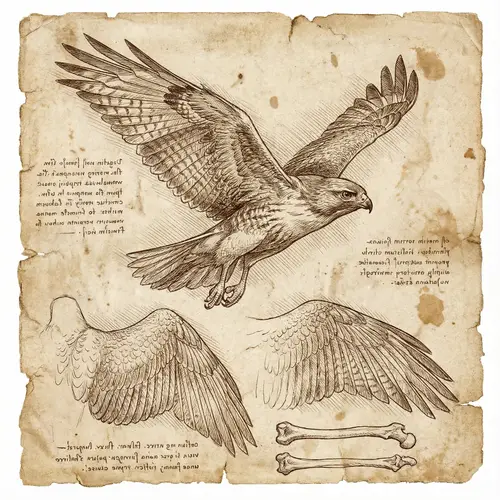 Simple Bird Illustration in Leonardo Da Vinci Style