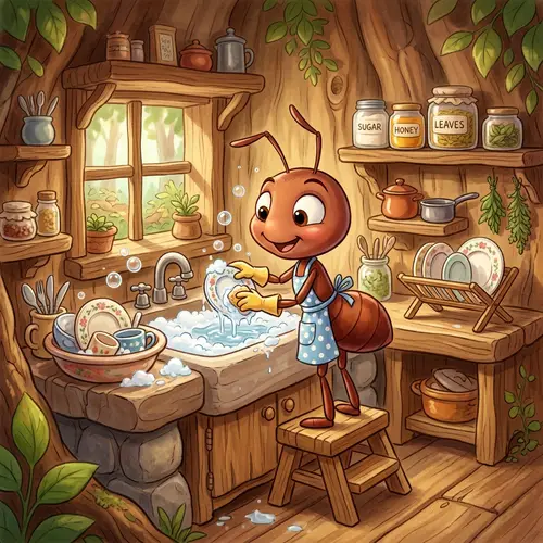 Disney-Inspired Cute Ant Washing Dishes