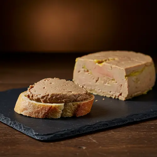 Homogeneous Foie Gras Pâté on Bread - Restaurant Serving