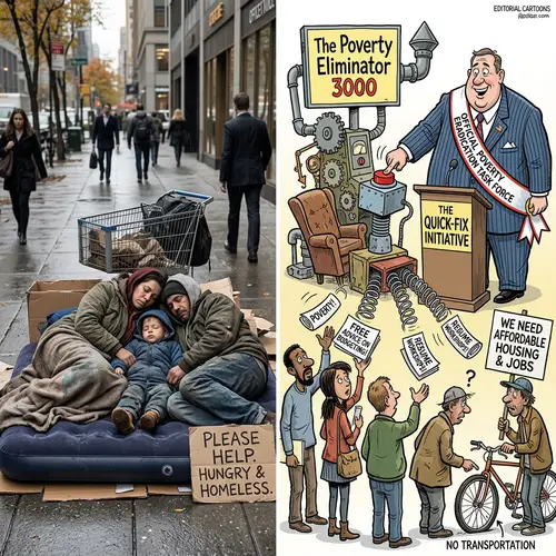 Poverty Illustrations: Realistic Struggles & Humorous Solutions