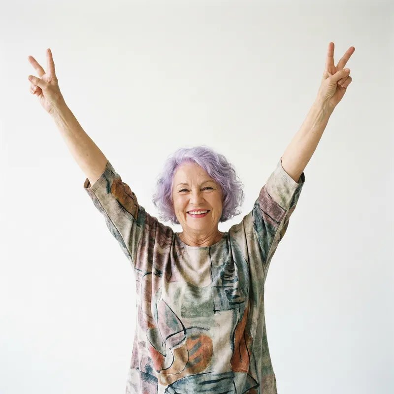 Inspirational Victory Pose: 75-Year-Old Woman
