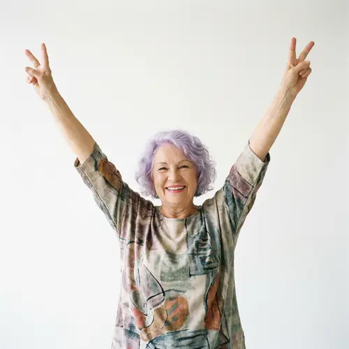 Inspirational Victory Pose: 75-Year-Old Woman