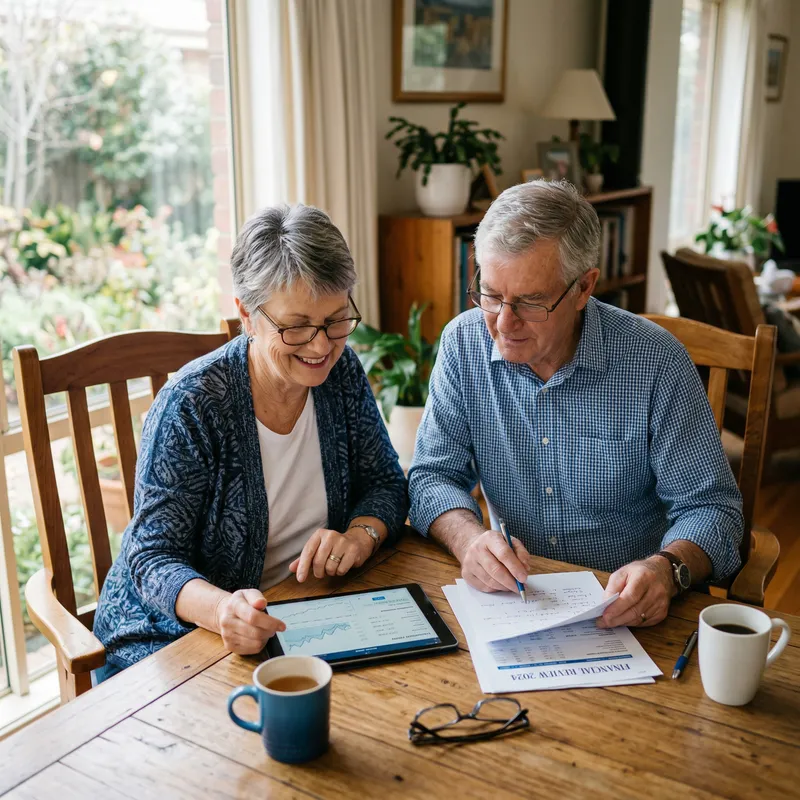 Senior Couple Reviewing Documents in Relaxed Setting