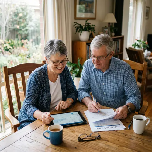 Senior Couple Reviewing Documents in Relaxed Setting