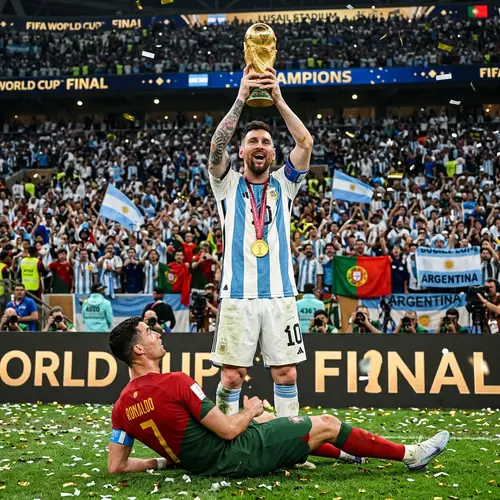 Realistic Image: South American Player with World Cup Triumph