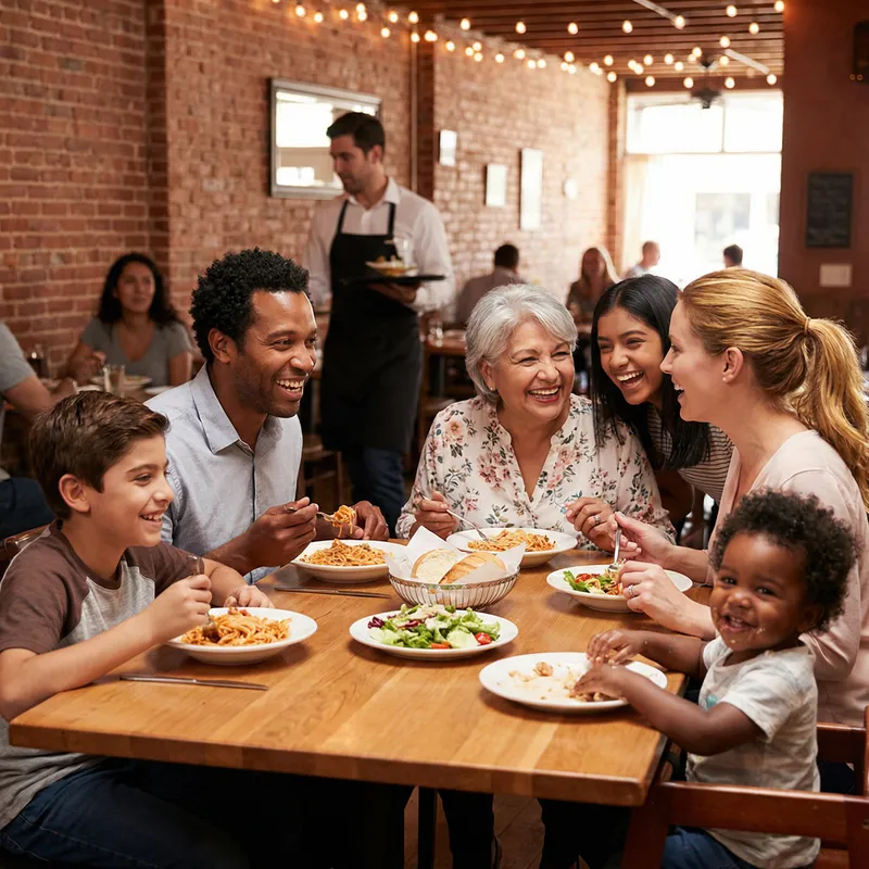 Family Dining Out Together at a Cozy Restaurant