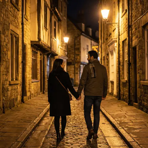Romantic Night Stroll in Medieval Town | Young Couple