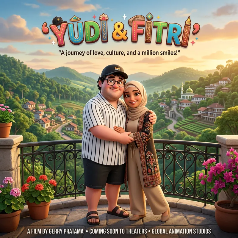 Yudi & Fitri Animated Movie Poster - Married Couple in 3D Animation