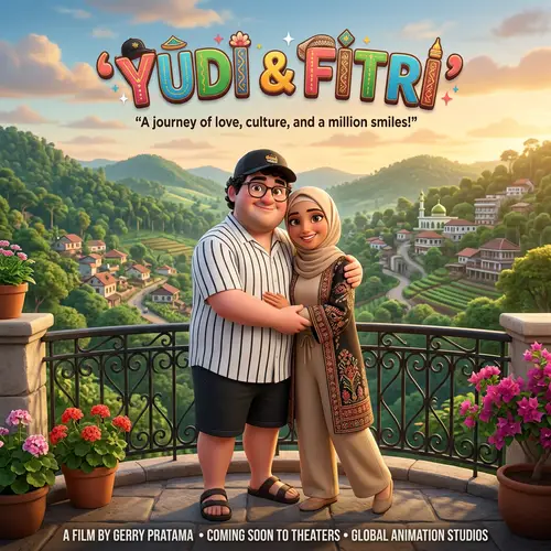 Yudi & Fitri Movie Poster - Married Couple in Animated 3D Animation