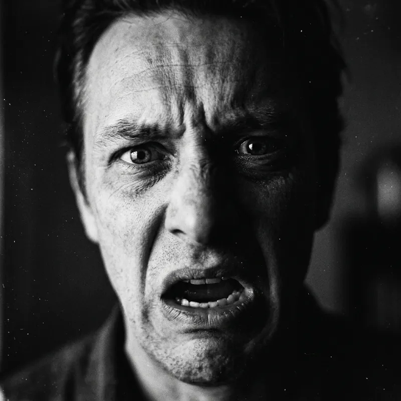 Creepy Black and White Twisted Face Art