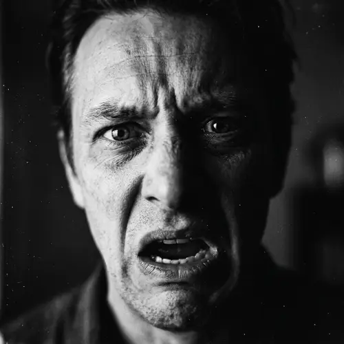 Creepy Black and White Twisted Face Art