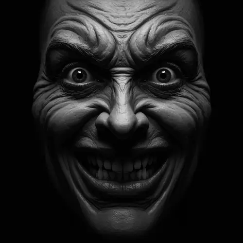 Creepy Black and White Twisted Face Art