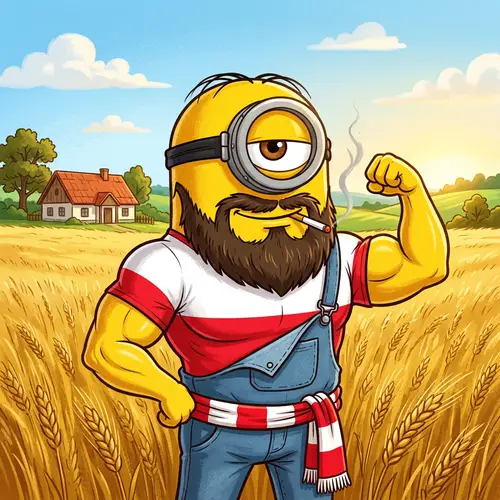 Muscular Cartoon Character with Polish Flair