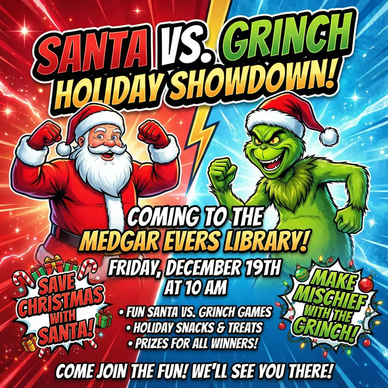 Santa Vs. Grinch Event at Medgar Evers Library