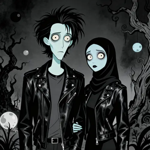 Gothic Characters in Tim Burton Style Art