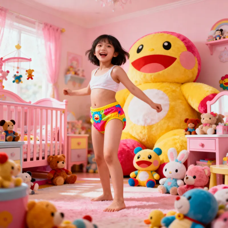 Whimsical Nursery Scene with Joyful Model