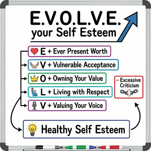 E.V.O.L.V.E Your Self Esteem Educational Diagram
