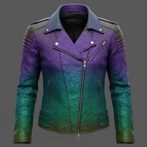 Stylish Leather Jacket in Green Blue & Purple