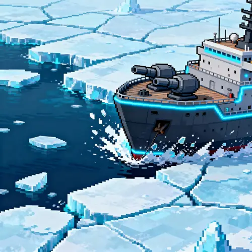 Epic Pixel Art Boss Icebreaker Ship Screenshot