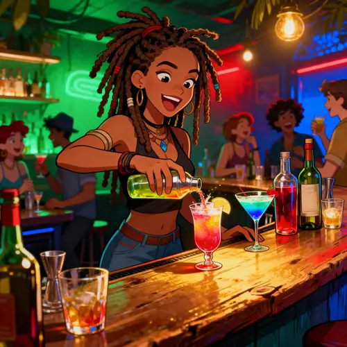 Vibrant Cartoon Bartender Illustration