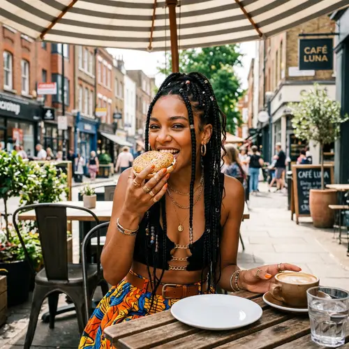 Rihanna Enjoying Bagel | Pop Singer at Café Table
