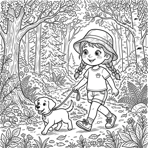 Coloring Book Prompts for Girls: Adventure in the Woods