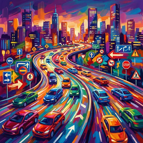 Vibrant Illustration of 5 Pillars of Traffic Management