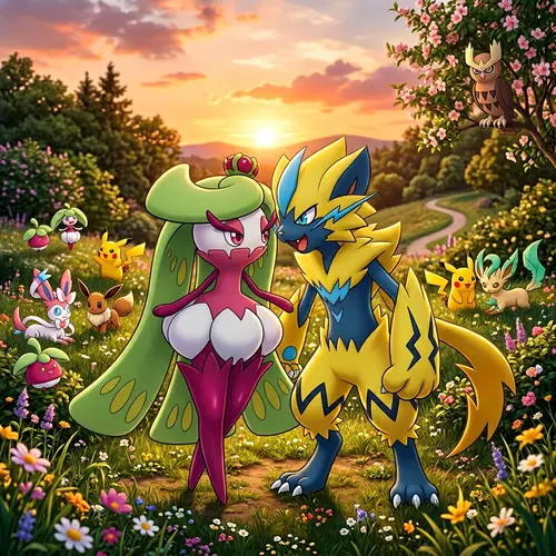 Tsareena and Zeraora Heartwarming Friendship | Pokémon Kiss