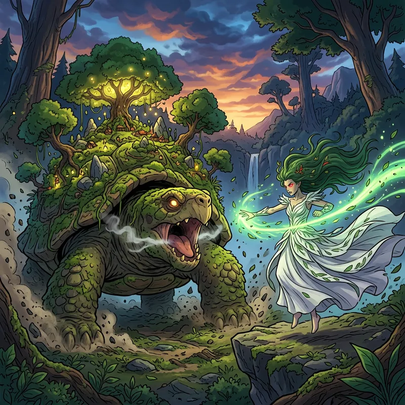 Epic Torterra vs Gardevoir in Anime Style