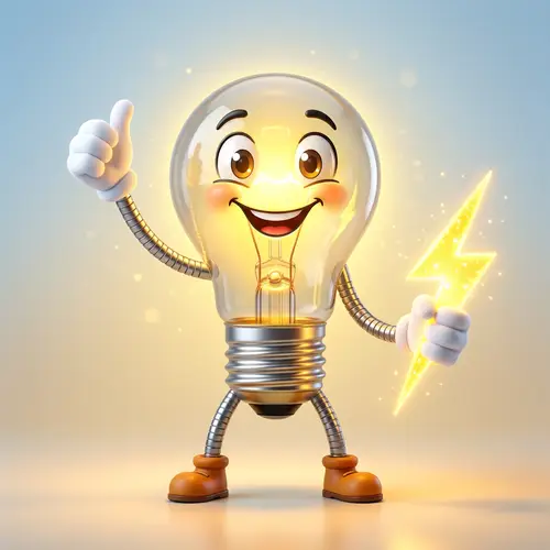 Energetic Light Bulb Mascot for Branding