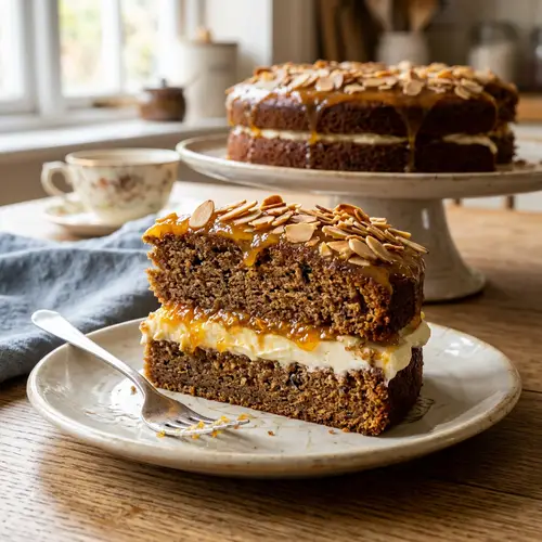 Delicious Spice Cake with Orange Jam and Mascarpone