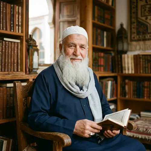 Wise and Handsome Elderly Muslim Man Portrait