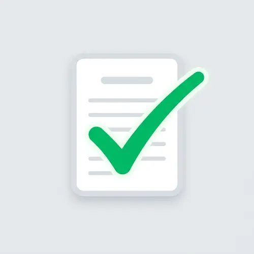 Professional Document Completion Icon - Green Check Mark