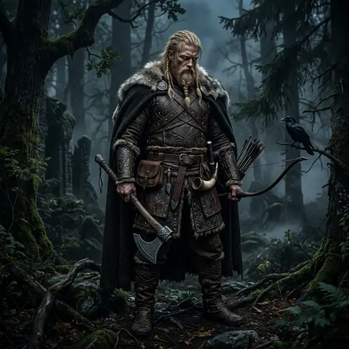 Brooding Viking Hunter in Detailed Leather Armor - Fantasy Art