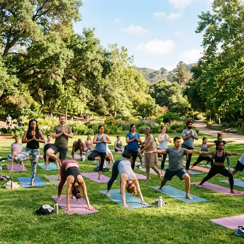 Diverse Yoga Class in Lush Green Park