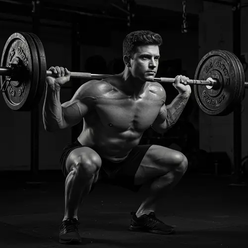 Muscle Guy Squatting for Strength Training