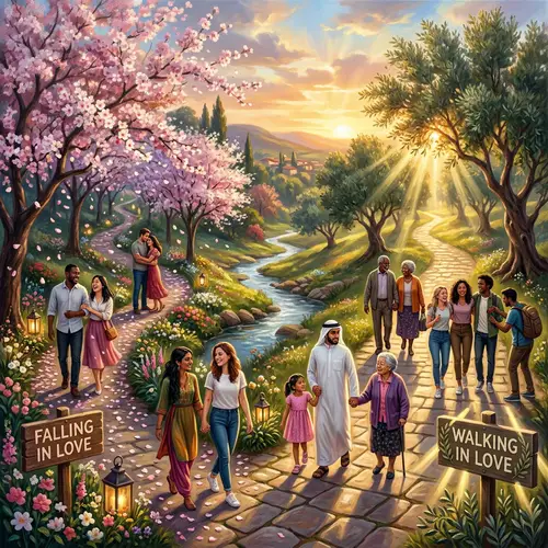 Paths of Love: Blossoming Cherry Trees vs. Walking in Unity