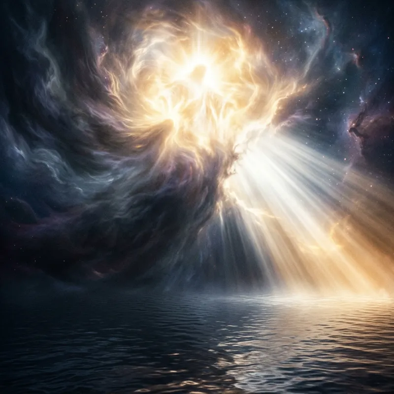 God Brings Light into Existence - Genesis 1:3 Illustration