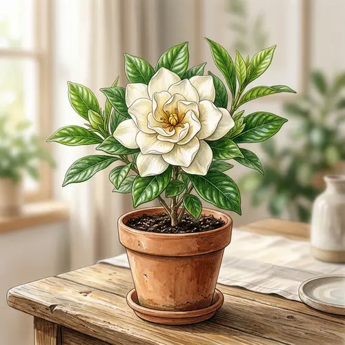Gardenia Flower in Terracotta Pot - Serene Indoor Beauty