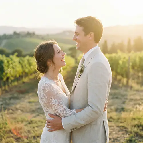 Elegant Wedding Photo of Bride and Groom