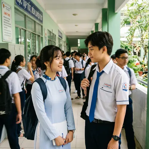 Vietnamese Student Looking at Another Vietnamese Student