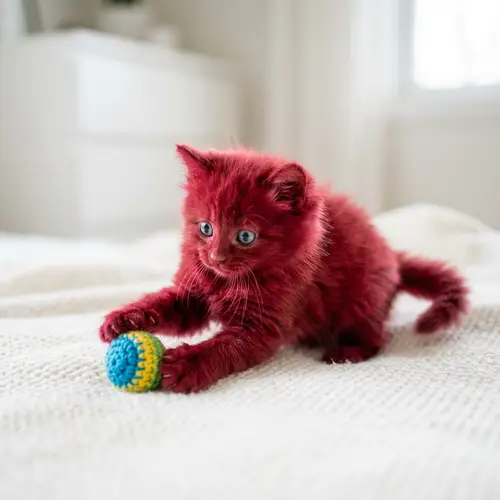 Cute Red Kitten with Fluffy Fur | Playful Pet Photography